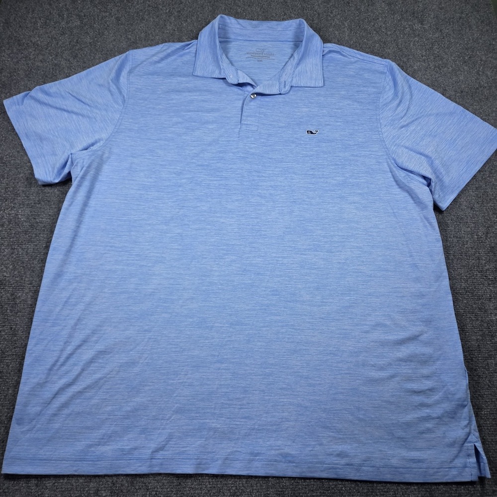 Vineyard Vines Men's XXL Performance Polo Striped Whale Logo Shirt